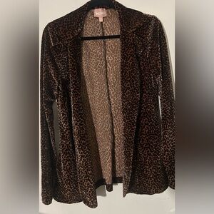 Show Me Your MuMu Velvet Leopard Print Open Front Blazer